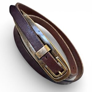 Vintage Brass Buckle Skinny Trouser Belt